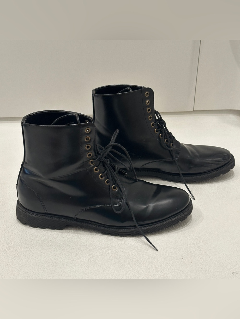 🔥21 Men Forever 21 Black Lace Up Combat Fashion Boots 🖤size 12